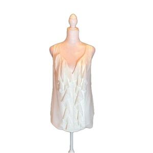 WHITE HOUSE BLACK MARKET Cream/Off-White Blouse Style Ruffle Front Tank Top SZ S